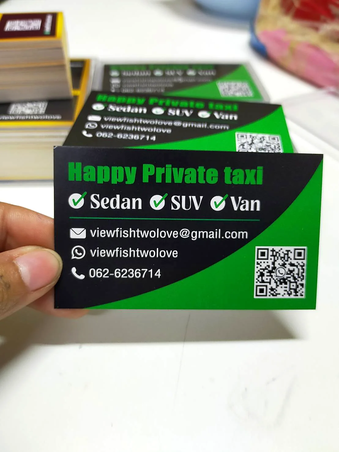 ตัวอย่างงานพิมพ์นามบัตรบริการรถรับจ้าง